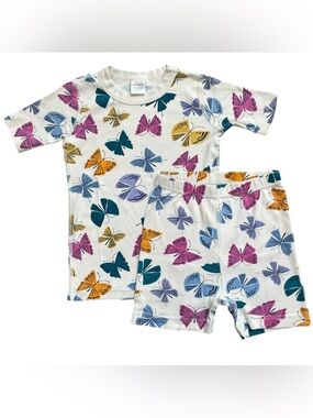 Hanna Andersson Butterfly Pajama Set Organic Cotton Shorts Size 8 Multicolor